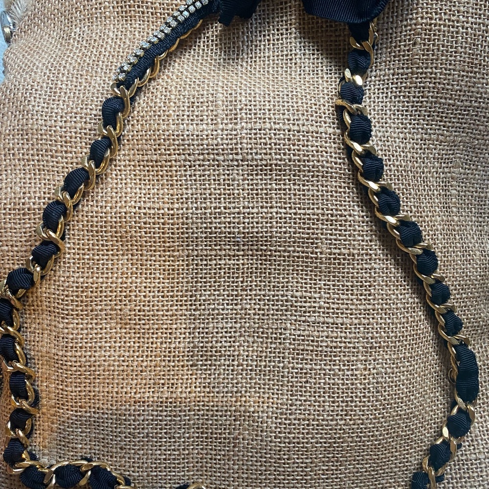 Juicy couture lightly used gold black ribbon necklace